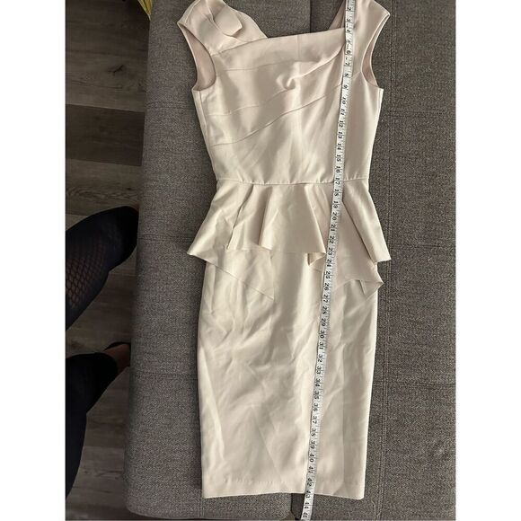 Rinascimento Italy Cream Peplum Knee Length Dress Size M Clean Girl Old Money - Picture 10 of 15